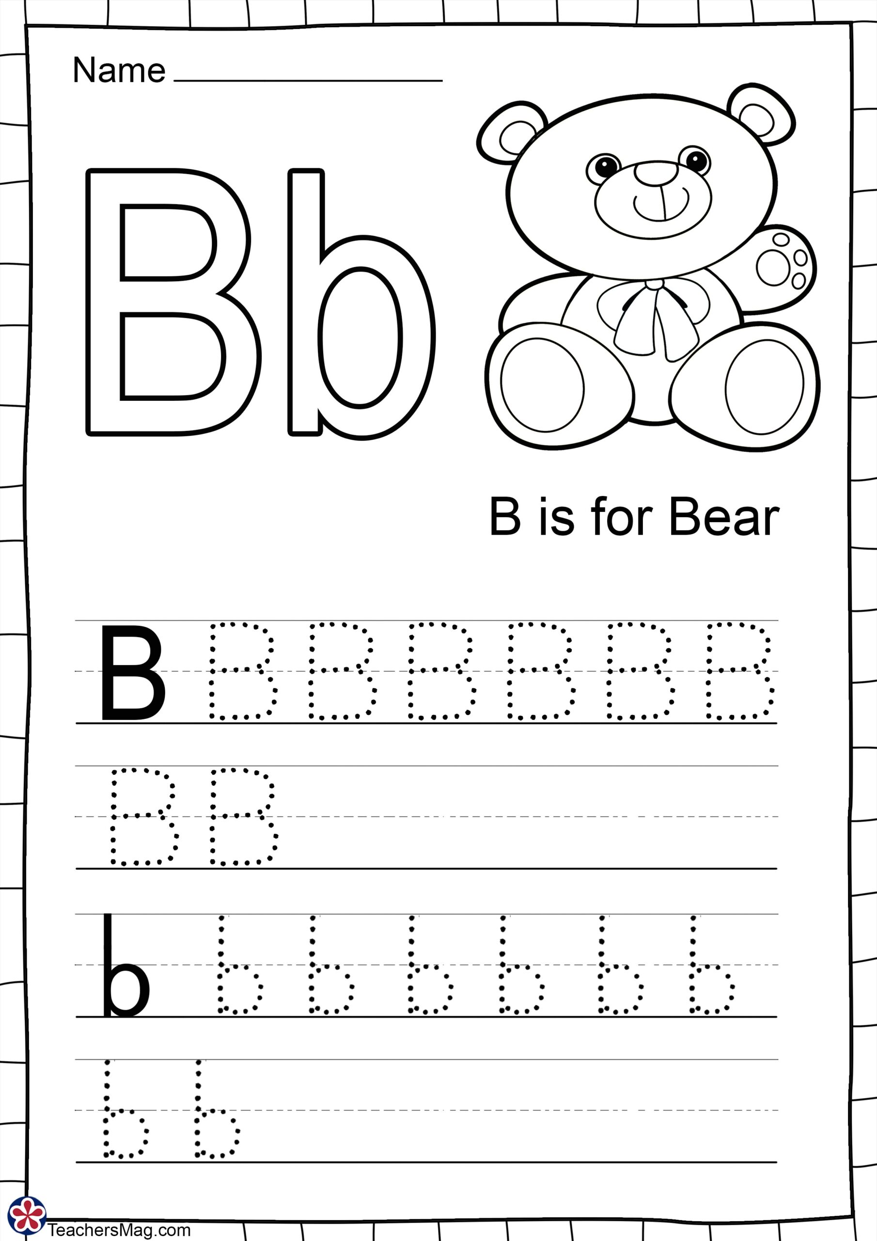 letter b preschool worksheets