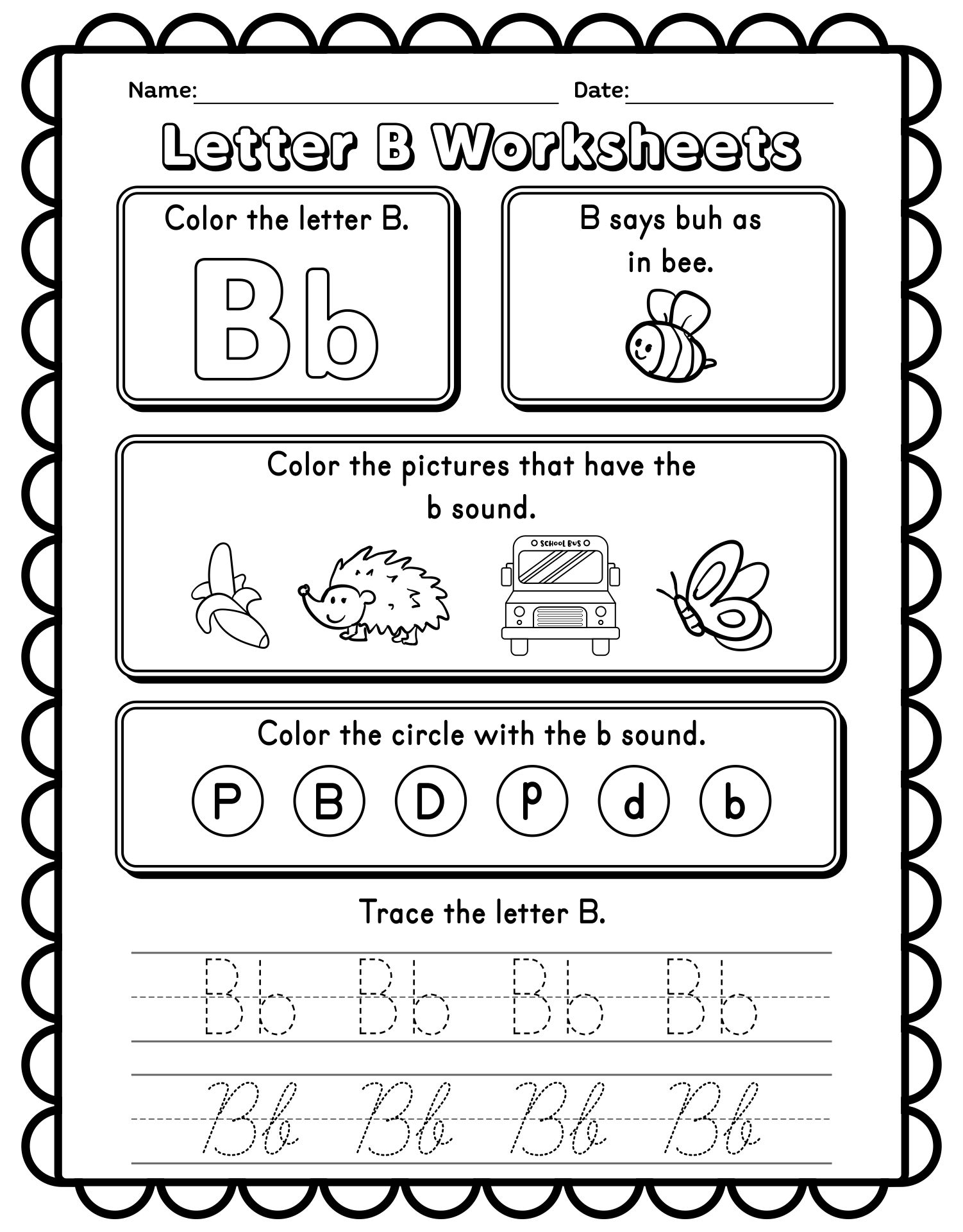 Letter B Worksheets Preschool