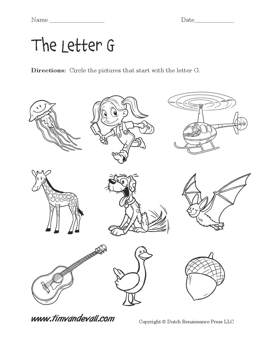letter g worksheet
