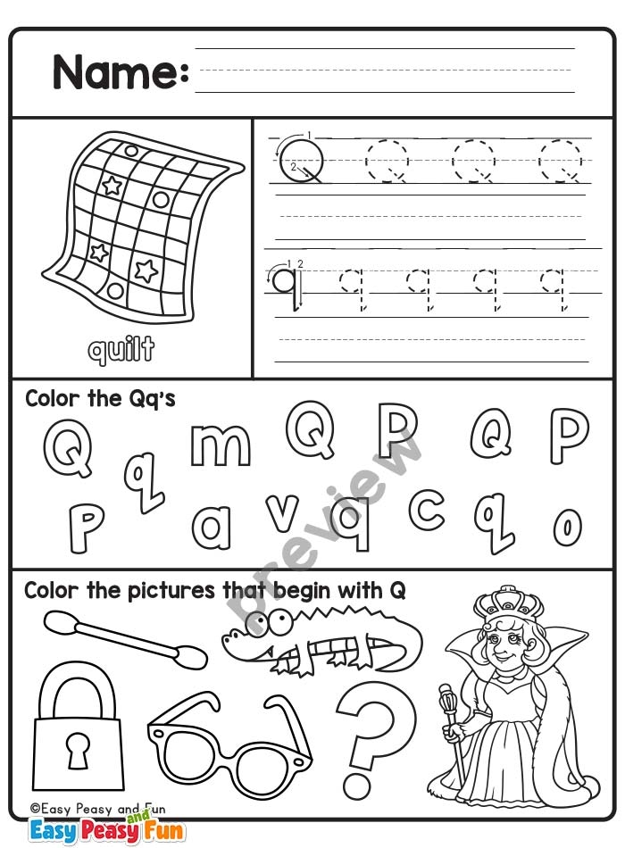 Letter Q Worksheets For Preschool And Kindergarten Easy Peasy And Fun