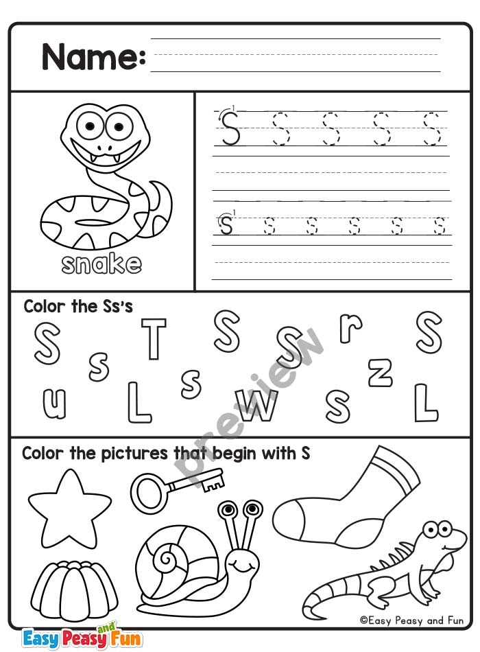 Letter S Worksheets For Preschoolers Christmas Letter S Worksheets