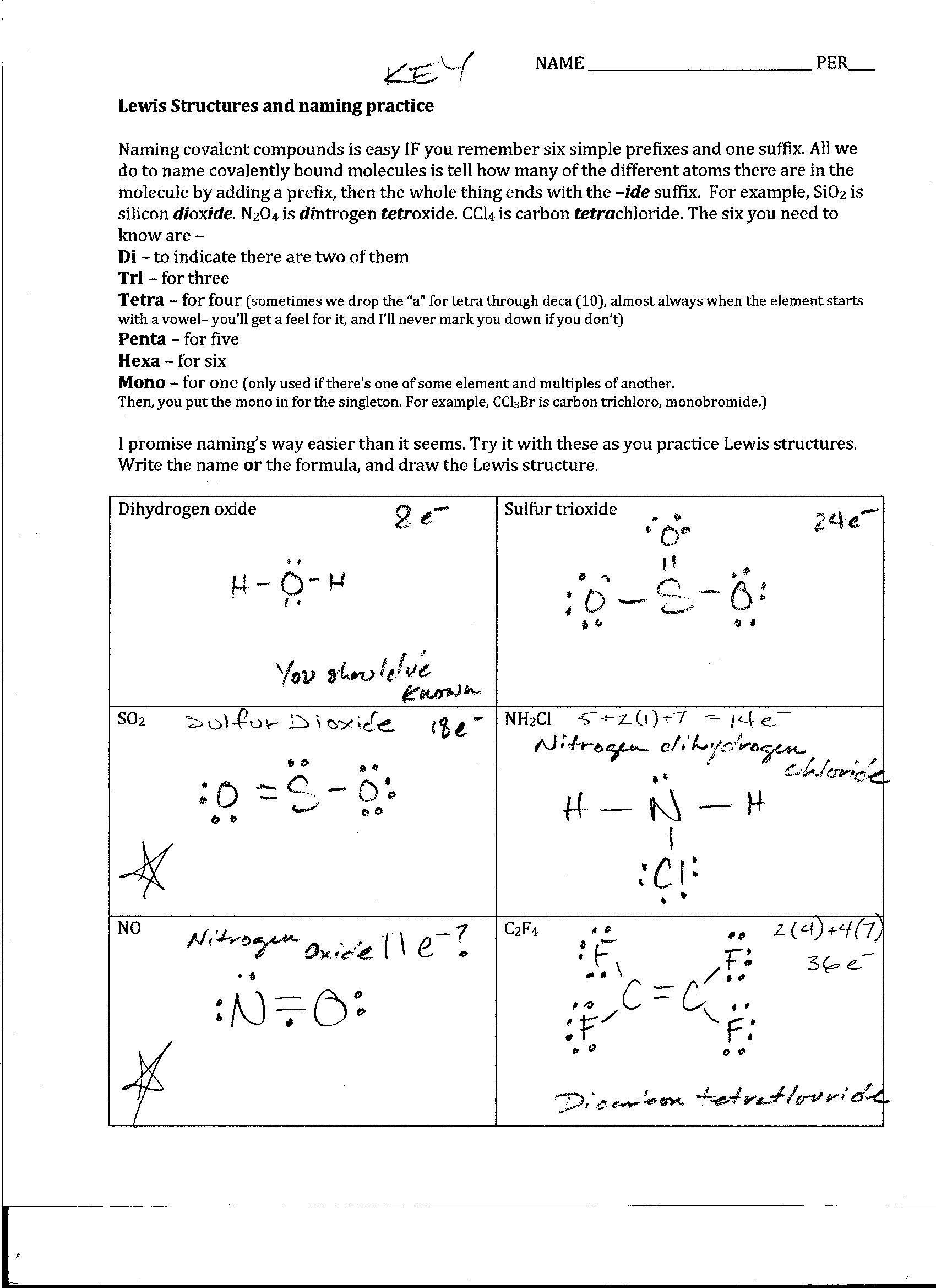 Lewis Structures Practice Worksheet Printable And Enjoyable Learning