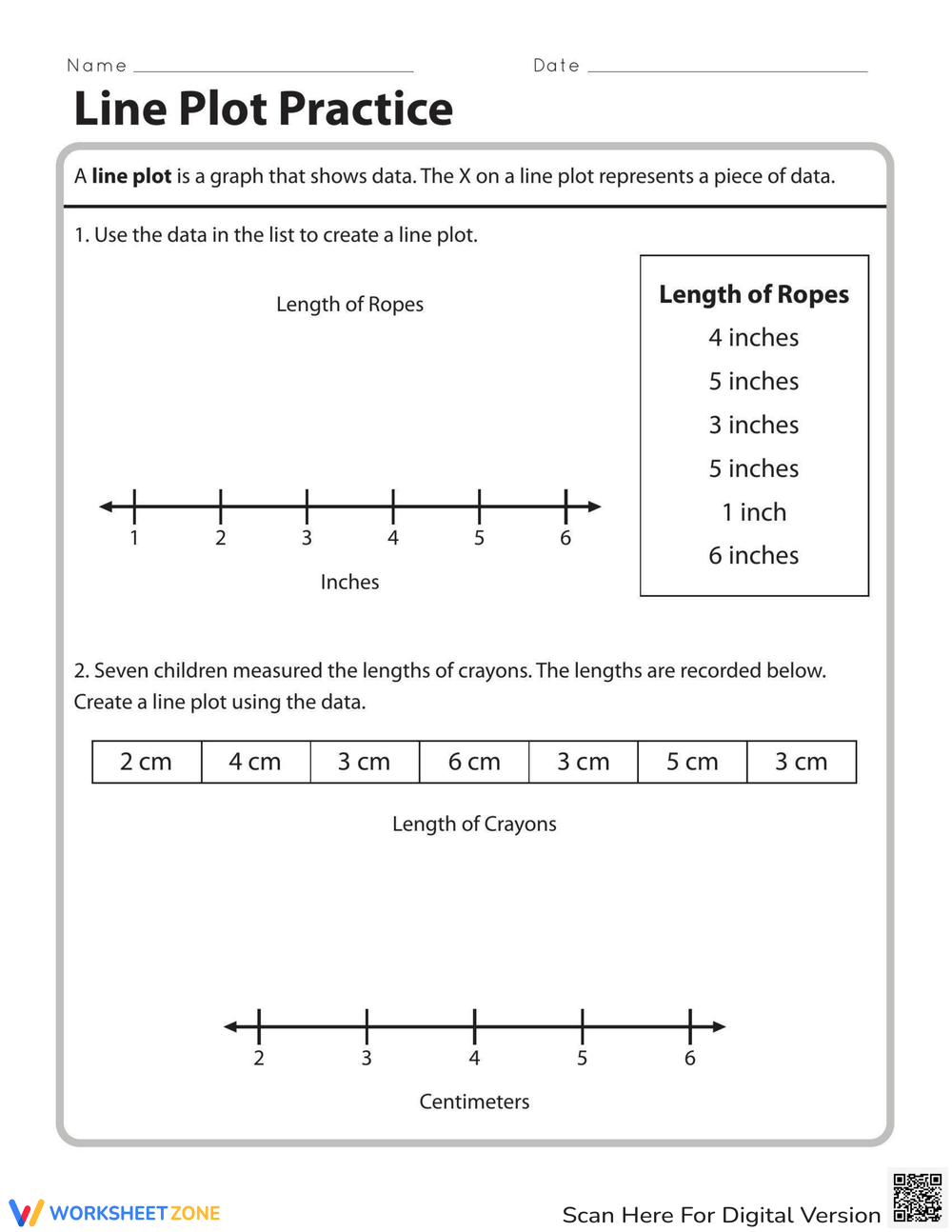 Line Plot Practice Worksheet
