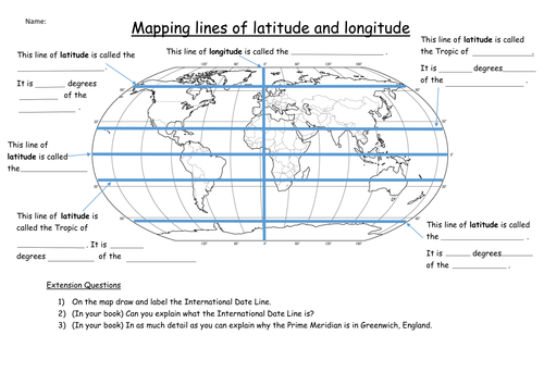 Lines Of Latitude And Longitude Worksheets
