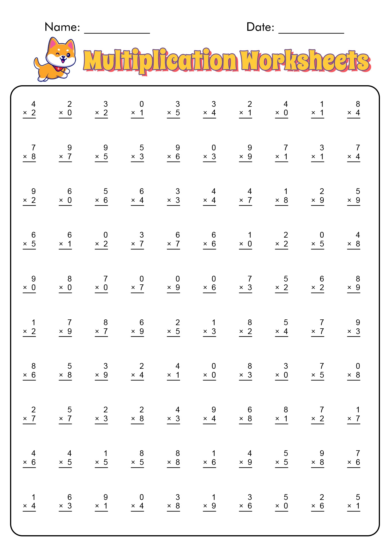 Mad Minute Math Worksheets