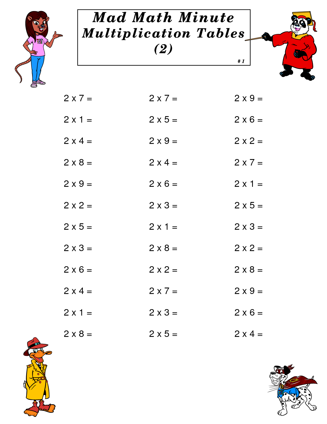 Mad Minute Multiplication Worksheets Multiplication Worksheets