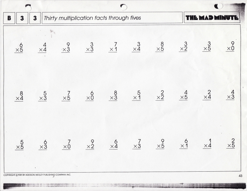 Mad Minute Subtraction Timed Tests Answer Sheets By Worksheets Library