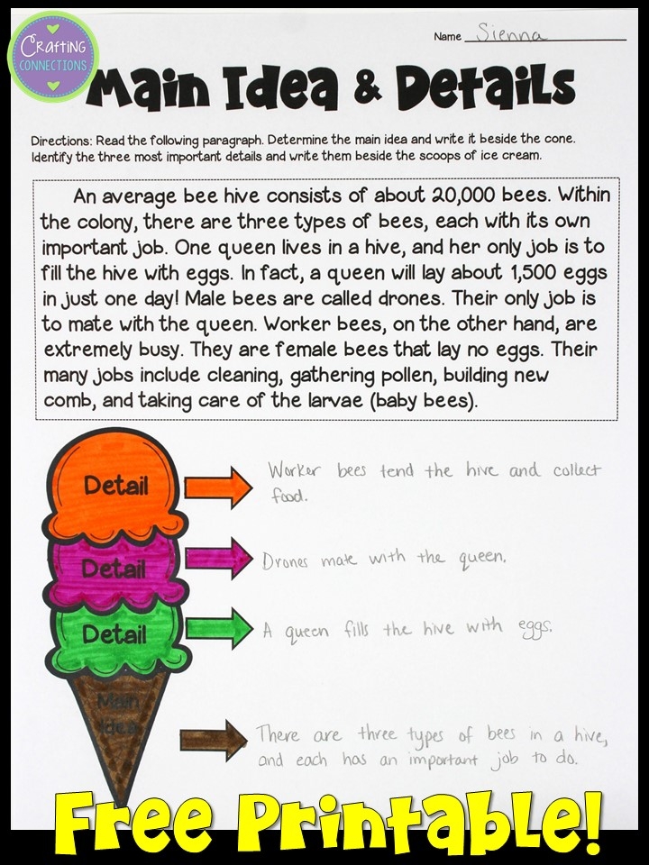 Main Idea And Details Worksheets Main Idea And Details Worksheets