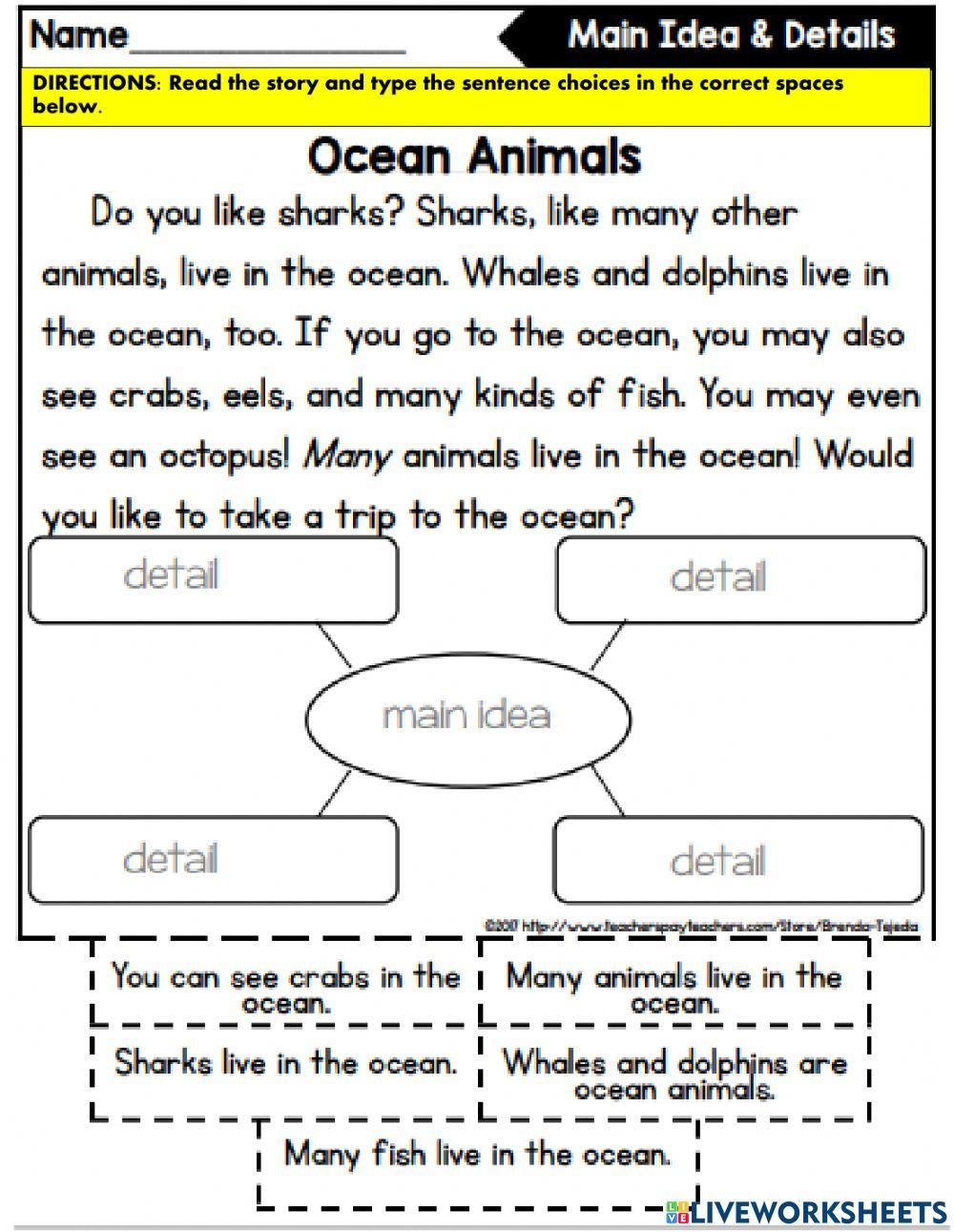 main idea and supporting details worksheets