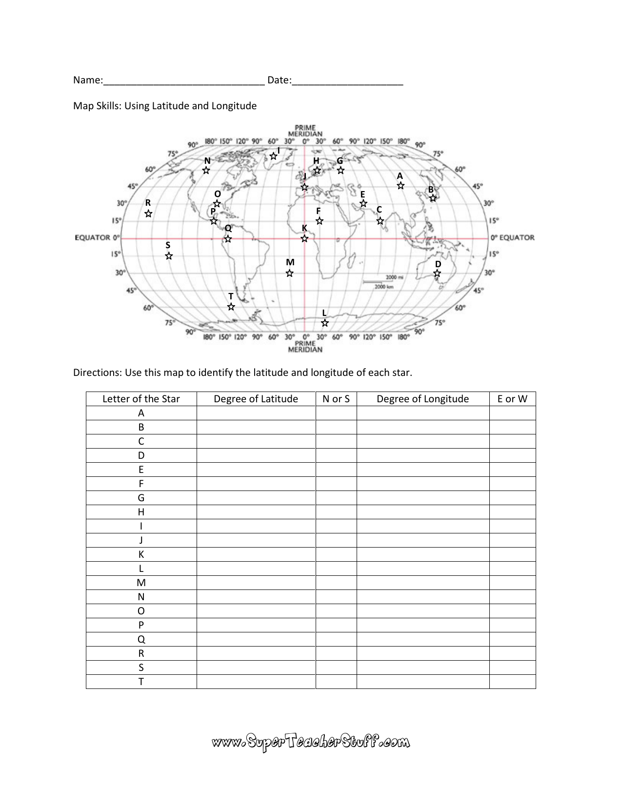 Map Skills Worksheets Latitude Longitude SkillsWorksheets