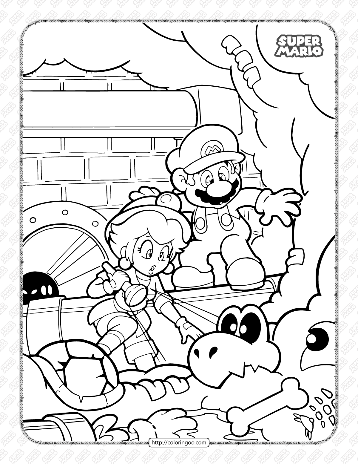 Mario Coloring Super Brothers Pages Bros Sheets Color Dobre Colouring 
