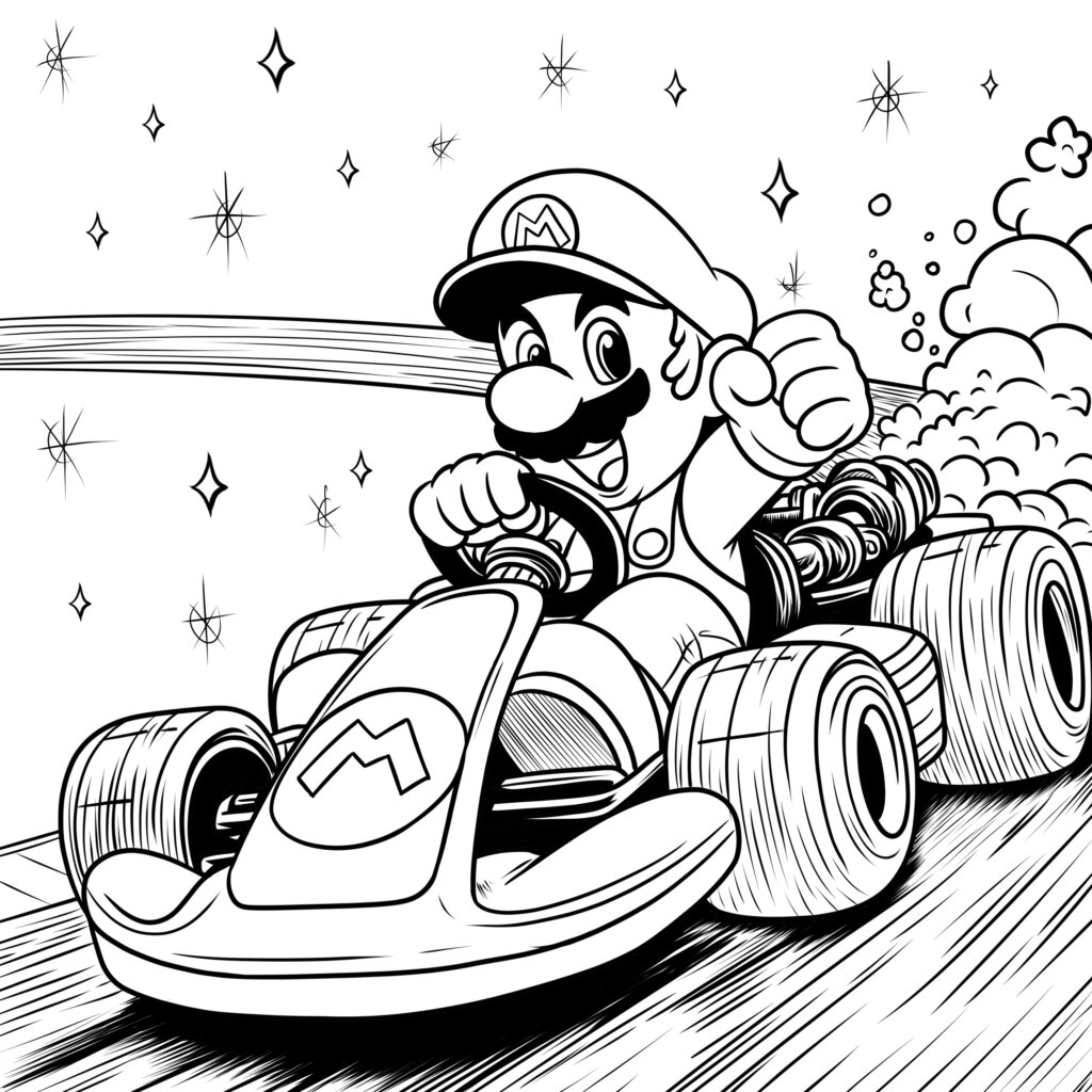 mario cart coloring pages