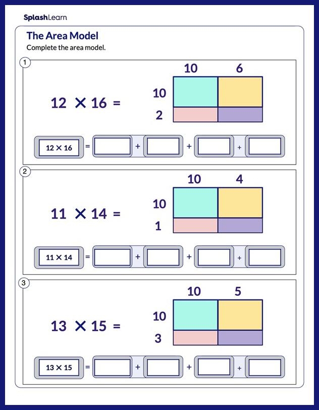 Mastering Multiplication With Area Model Worksheets Engaging Practice 
