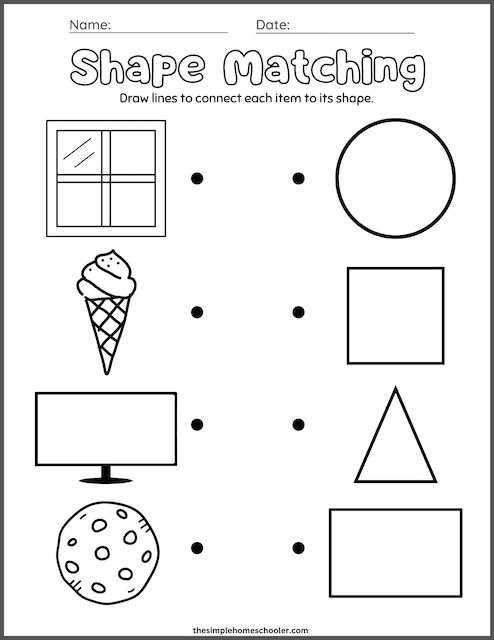 Match The Geometric Shapes Kindergarten Preschool Math Reading 