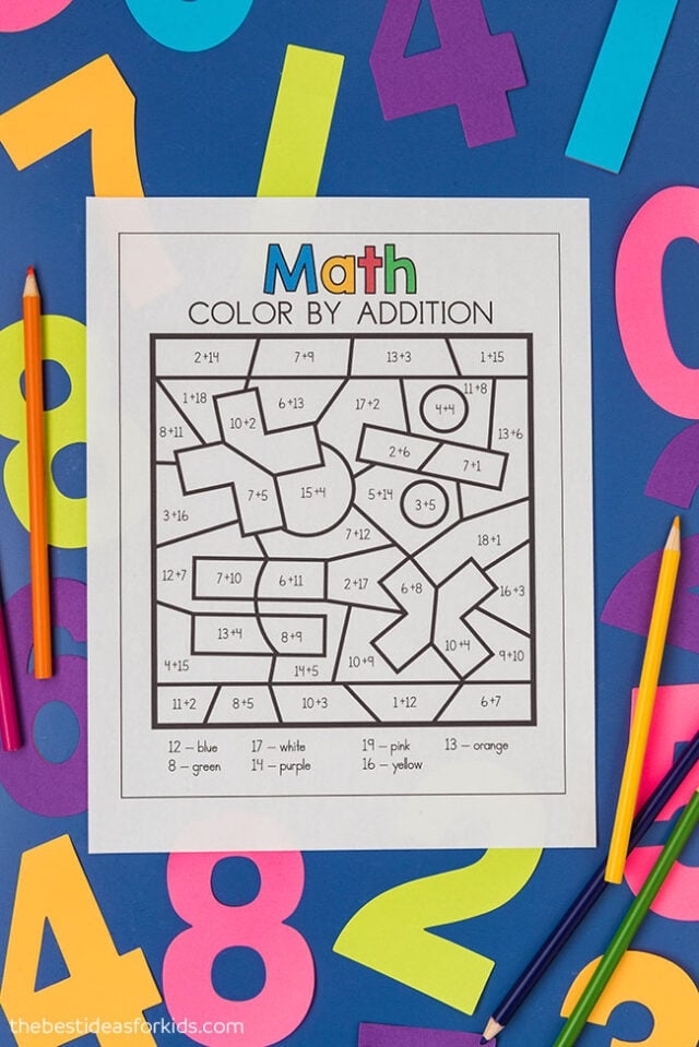 color number math worksheets