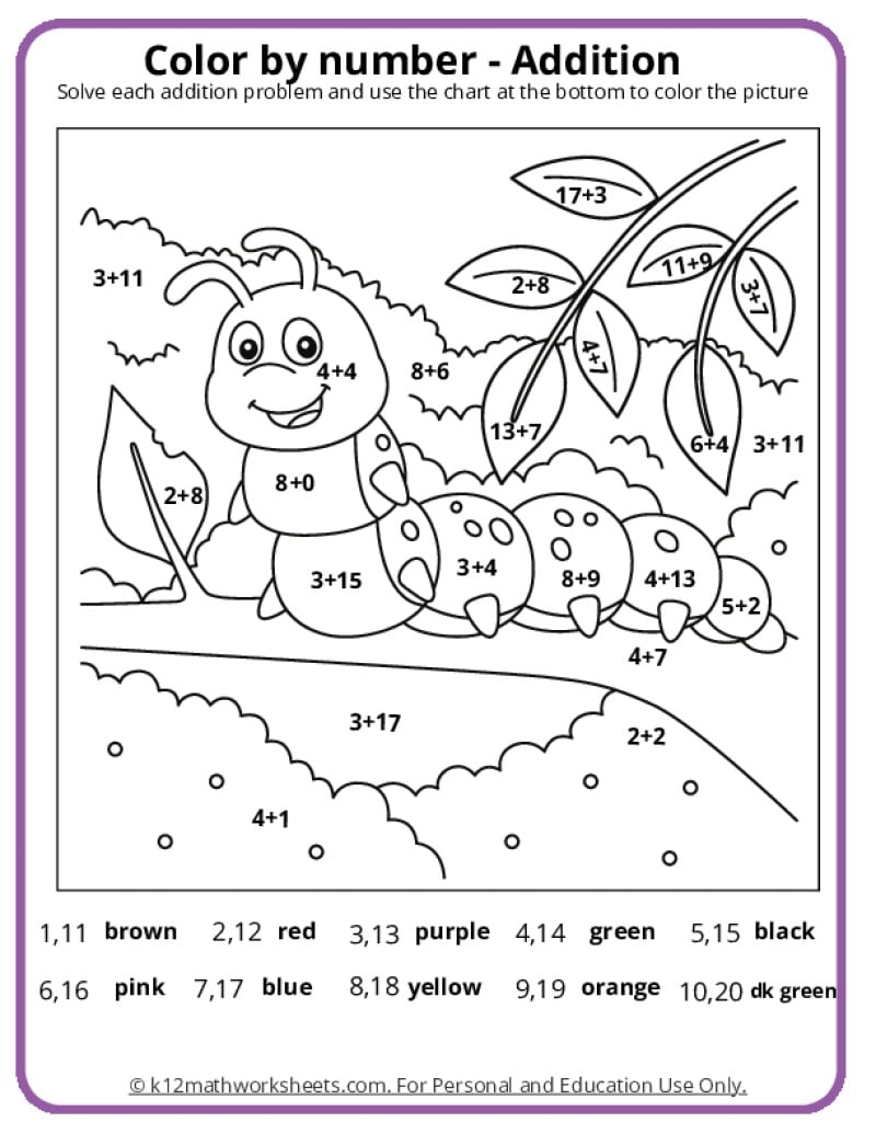 Math Coloring Pages Printable PDFs By K12mathworksheets 