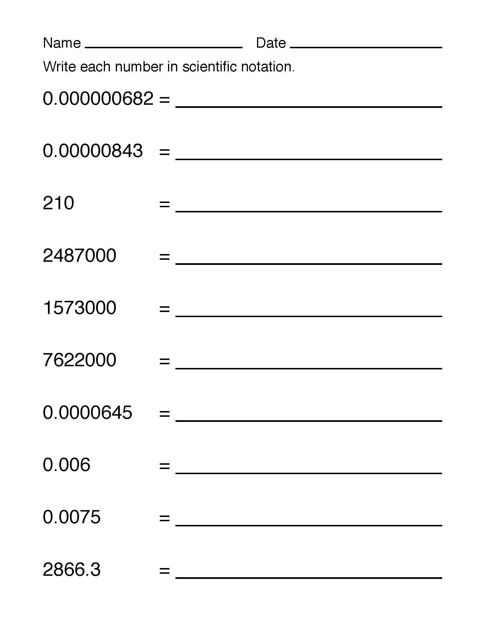 Math Worksheet Collection Scientific Notation Media4Math Math Worksheet Collection Scientific Notation Media4Math
