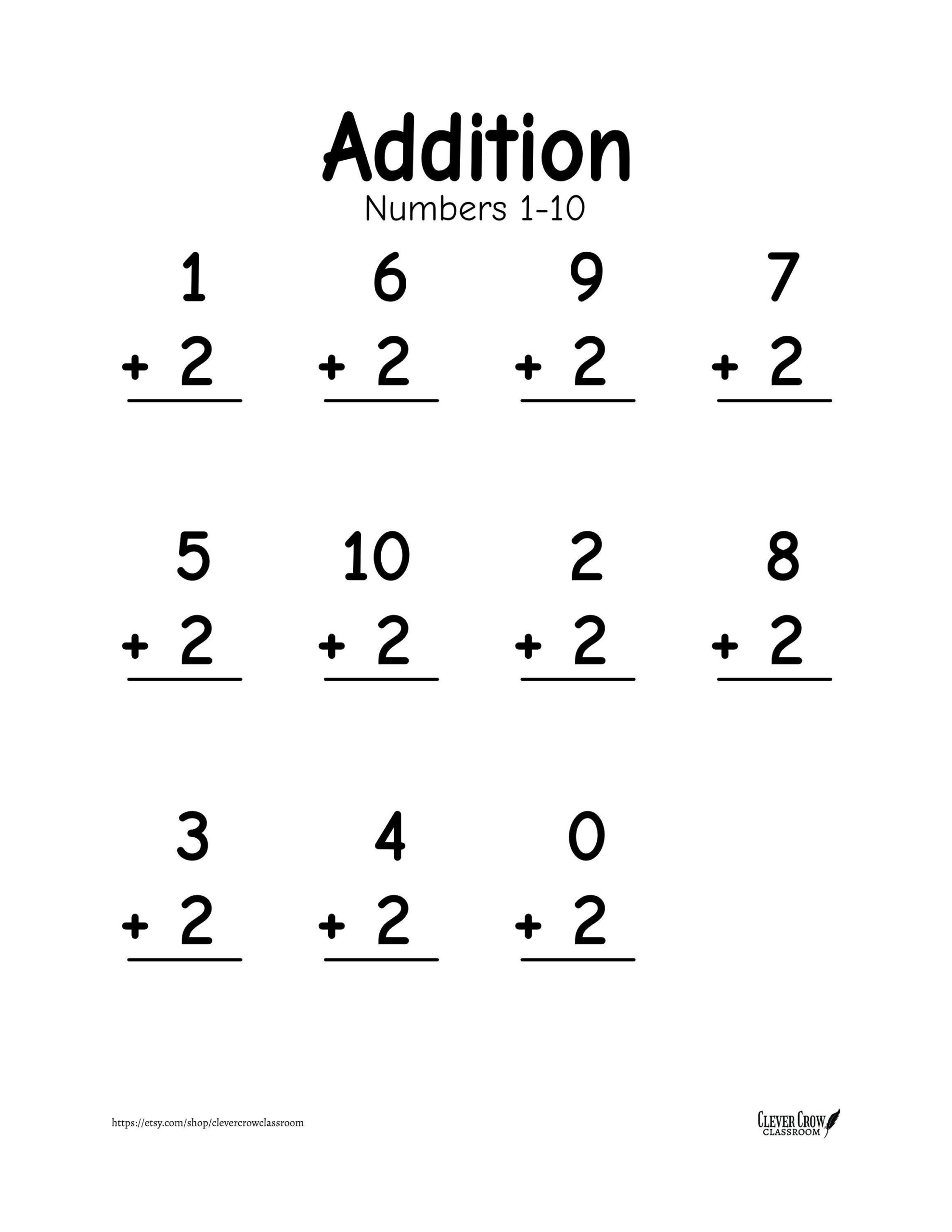 Math Worksheets Addition 1st Grade
