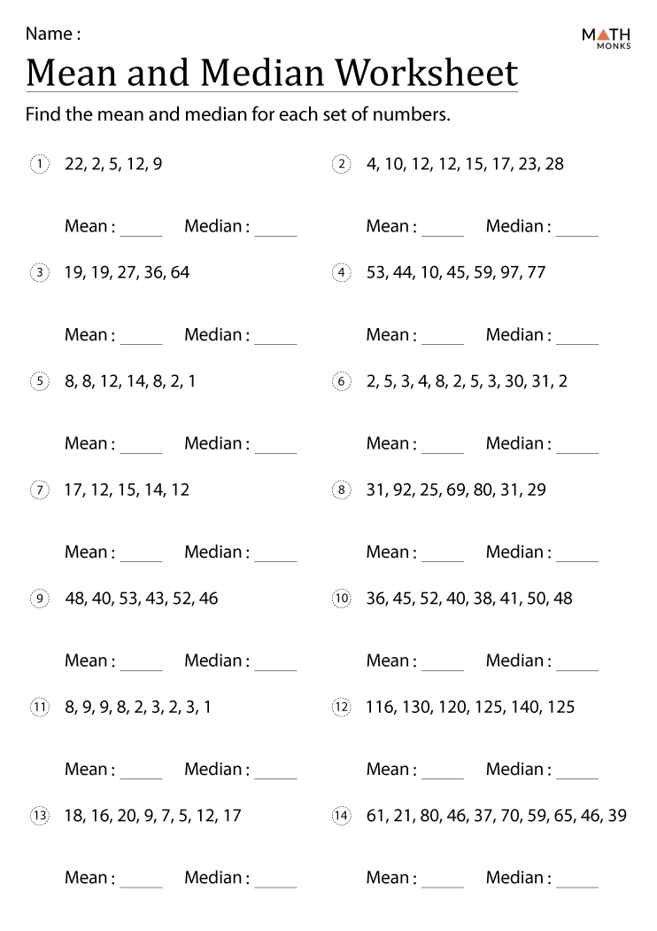 Mean Median Mode And Range Worksheets Worksheets Library