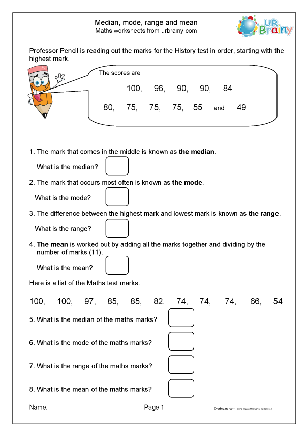 Mean Median Mode Range Worksheets PDF 3 Printable Denmark Worksheets 