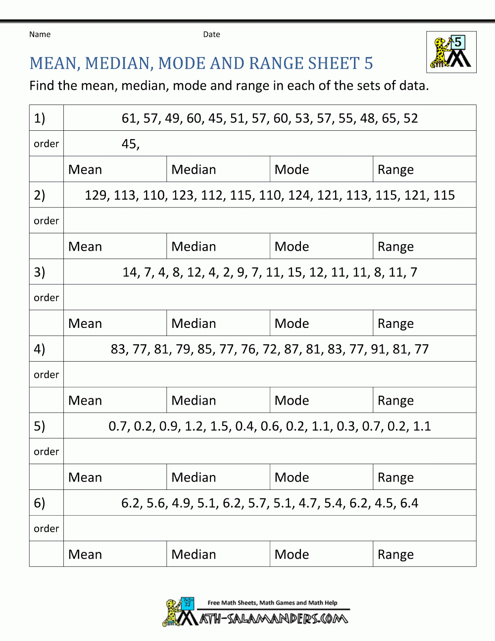 Mean Median Mode Range Worksheets PDF 3 Printable Ireland Worksheets Mean Median Mode Range Worksheets PDF 3 Printable Ireland Worksheets