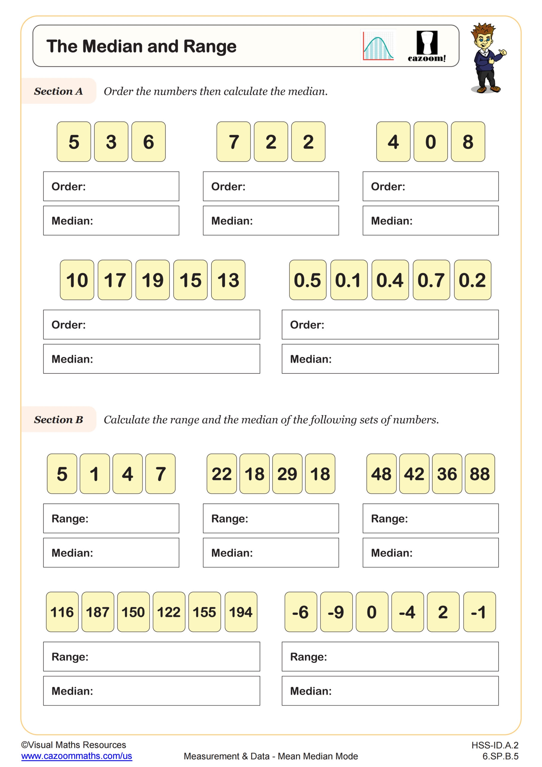 Mean Range Median Mode Worksheets