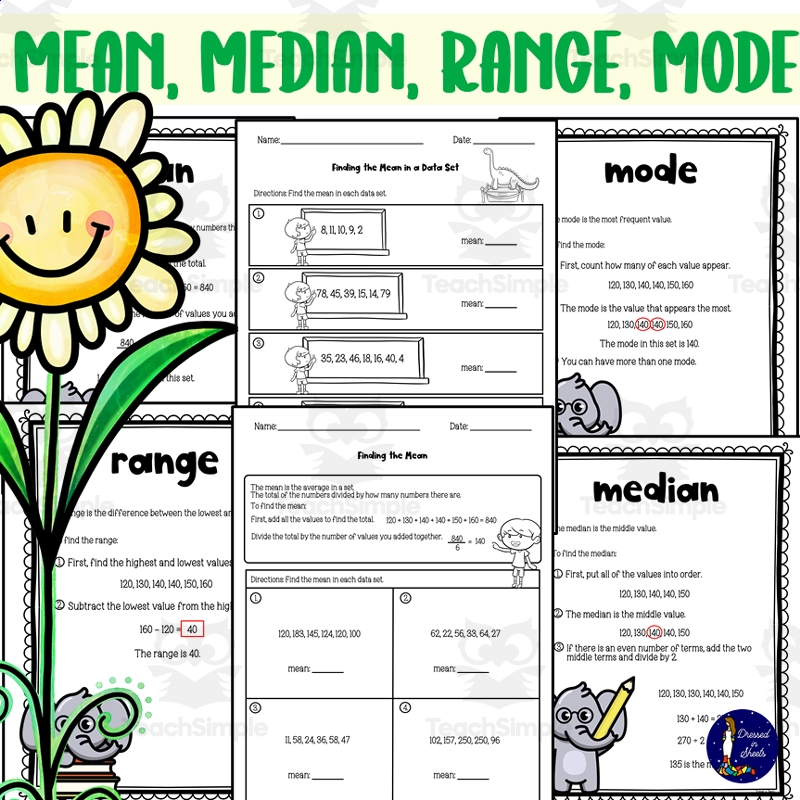 Mean Range Median Mode Worksheets
