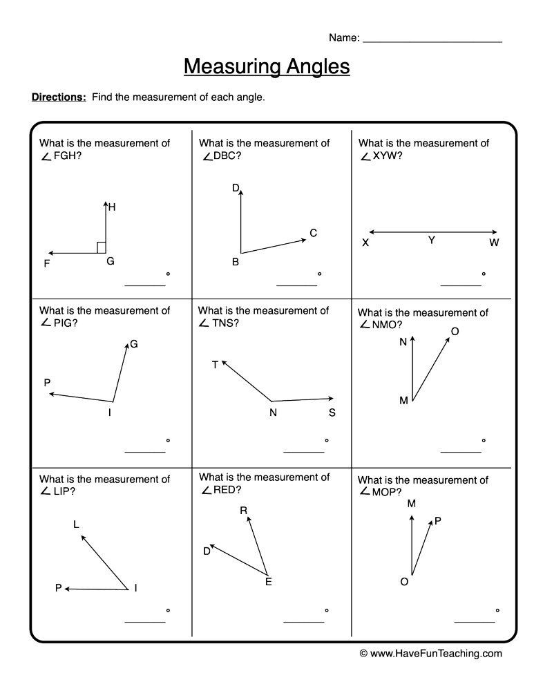 measuring angles worksheet measuring angles worksheet