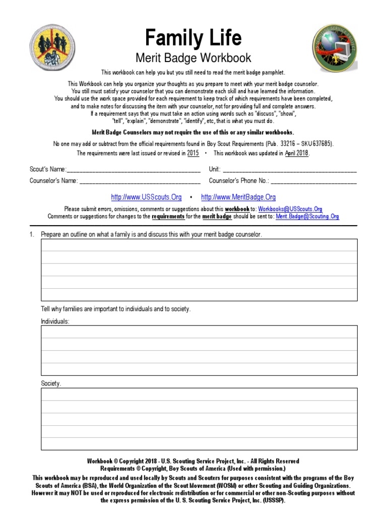 Merit Badge Worksheets Personal Fitness