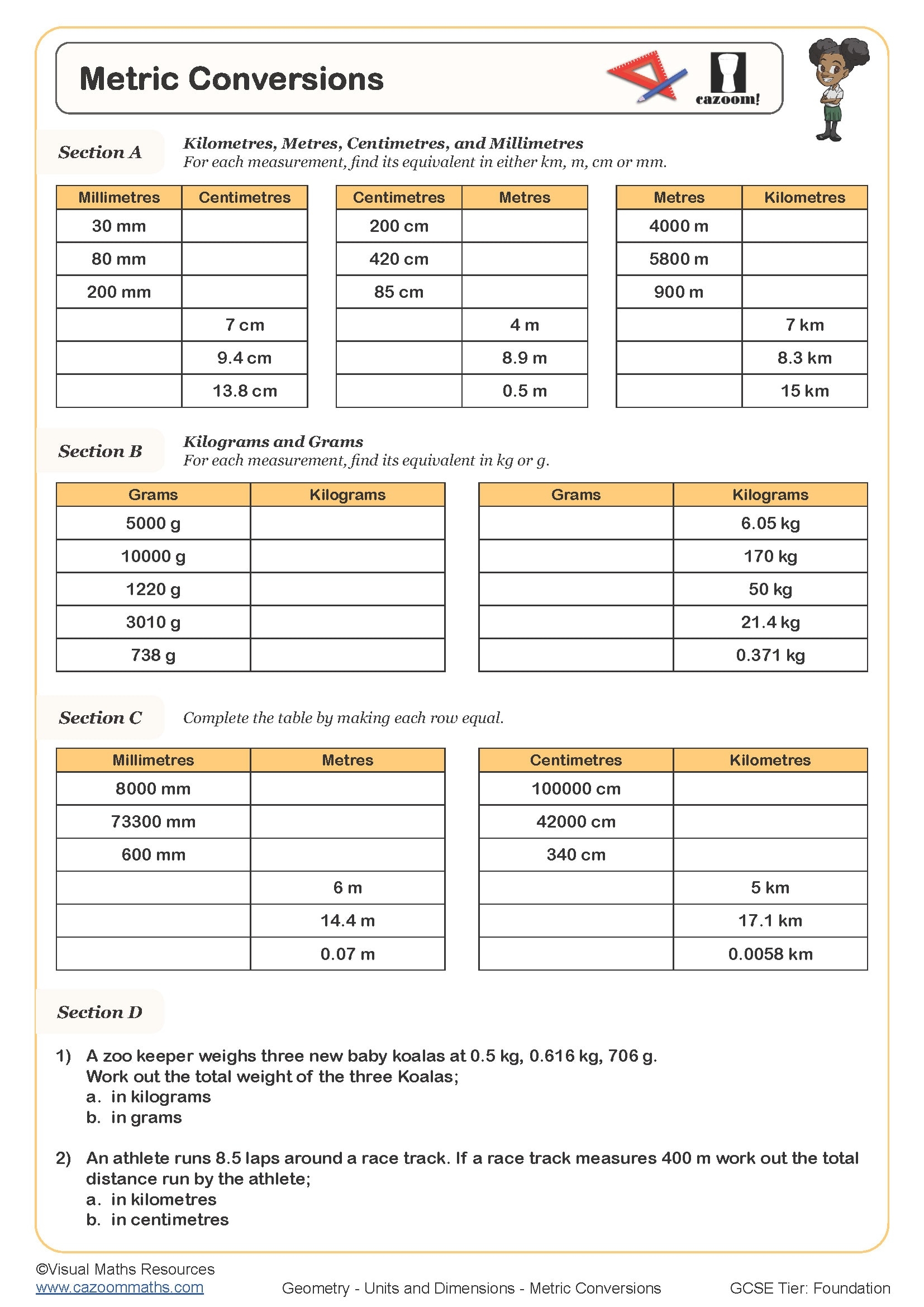 Metric Conversions Worksheet Printable Maths Worksheets Worksheets Metric Conversions Worksheet Printable Maths Worksheets Worksheets