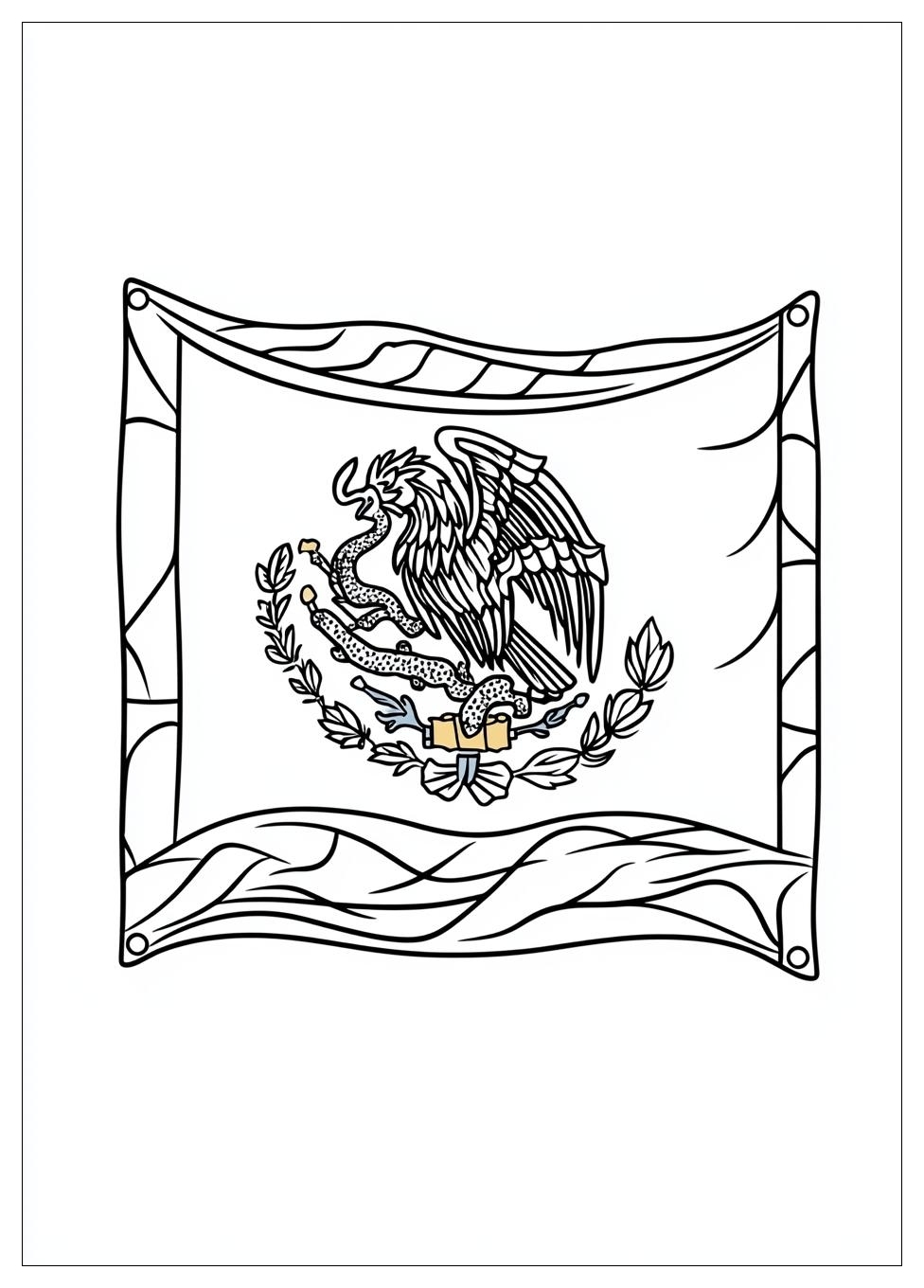 Mexico Flag Coloring Pages Color The Symbols Of Mexico CrayonAZ Com