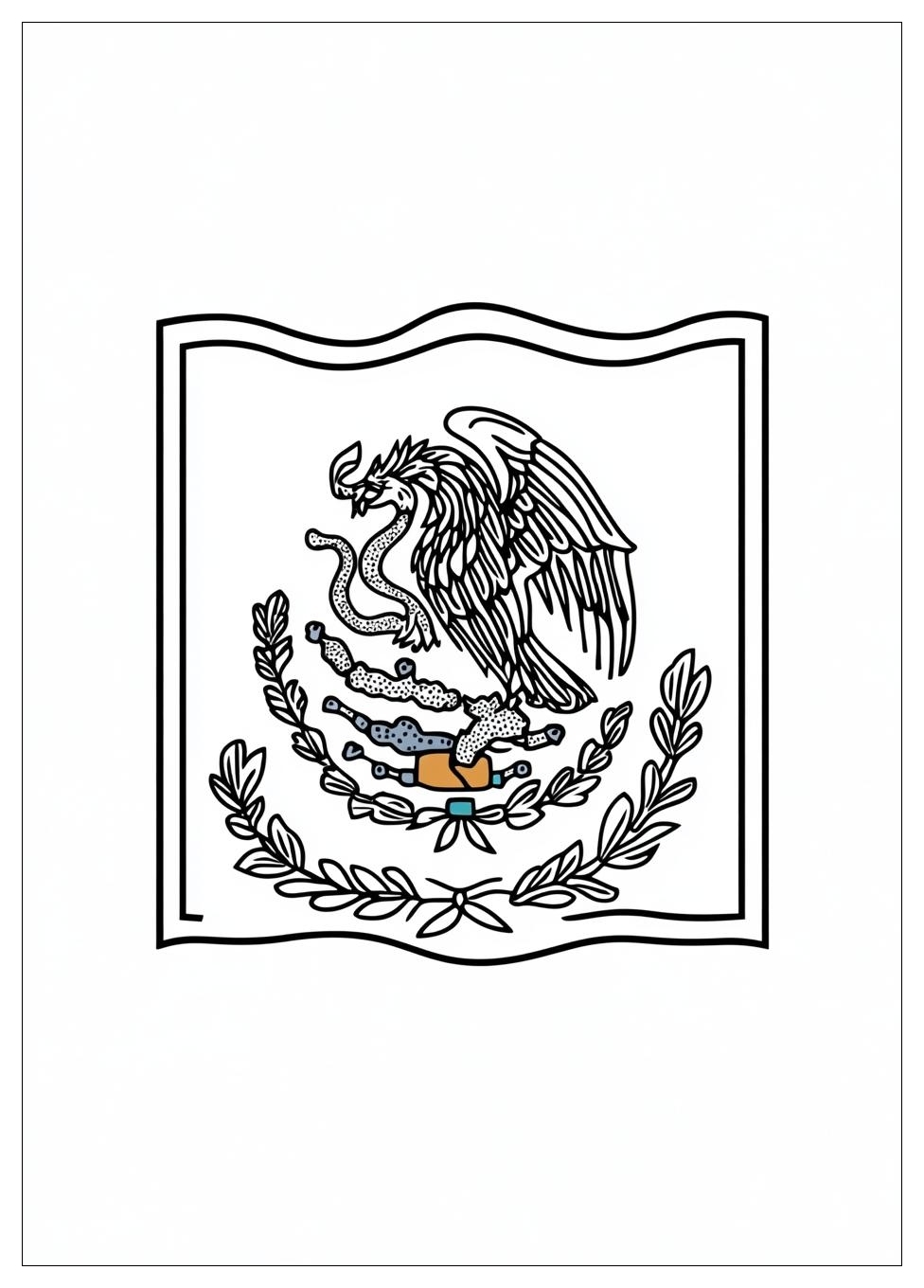Mexico Flag Coloring Pages Color The Symbols Of Mexico CrayonAZ Com