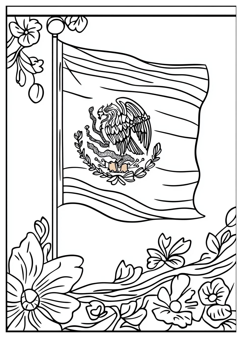 Mexico Flag Coloring Pages Color The Symbols Of Mexico CrayonAZ Com
