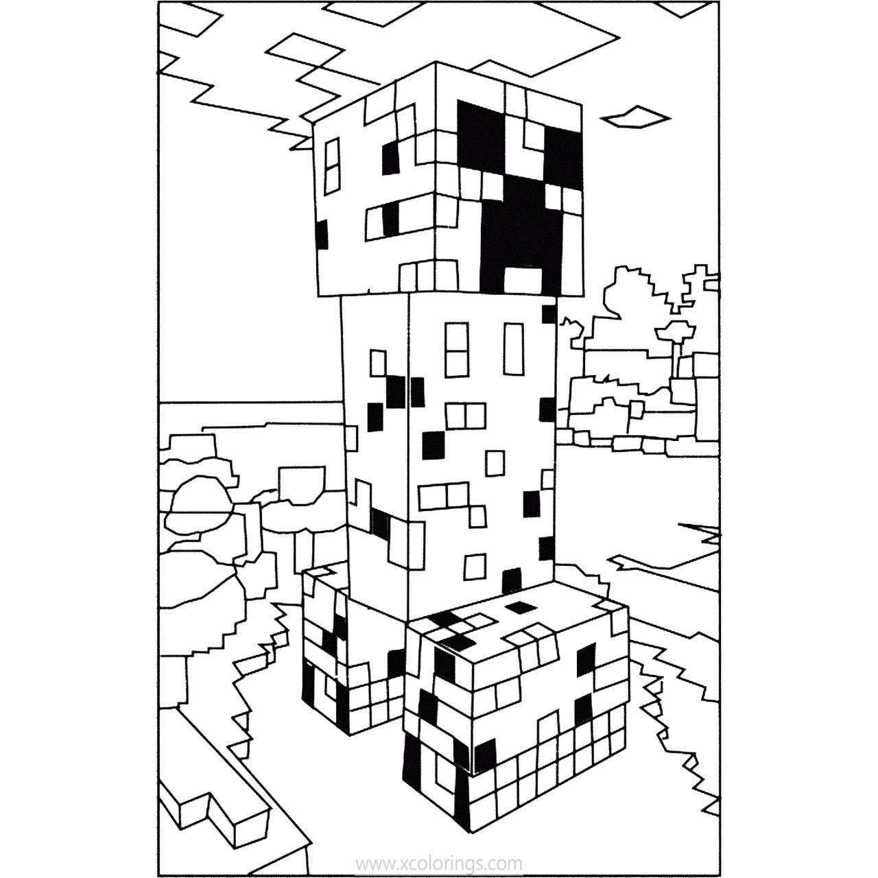 Minecraft Creeper Coloring Pages Printable XColorings