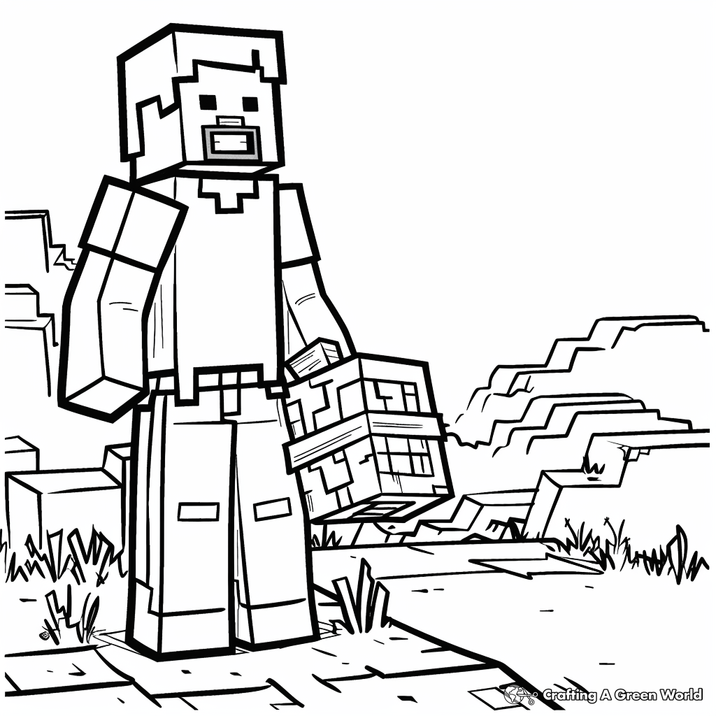 Minecraft Steve Coloring Pages Free Printable 