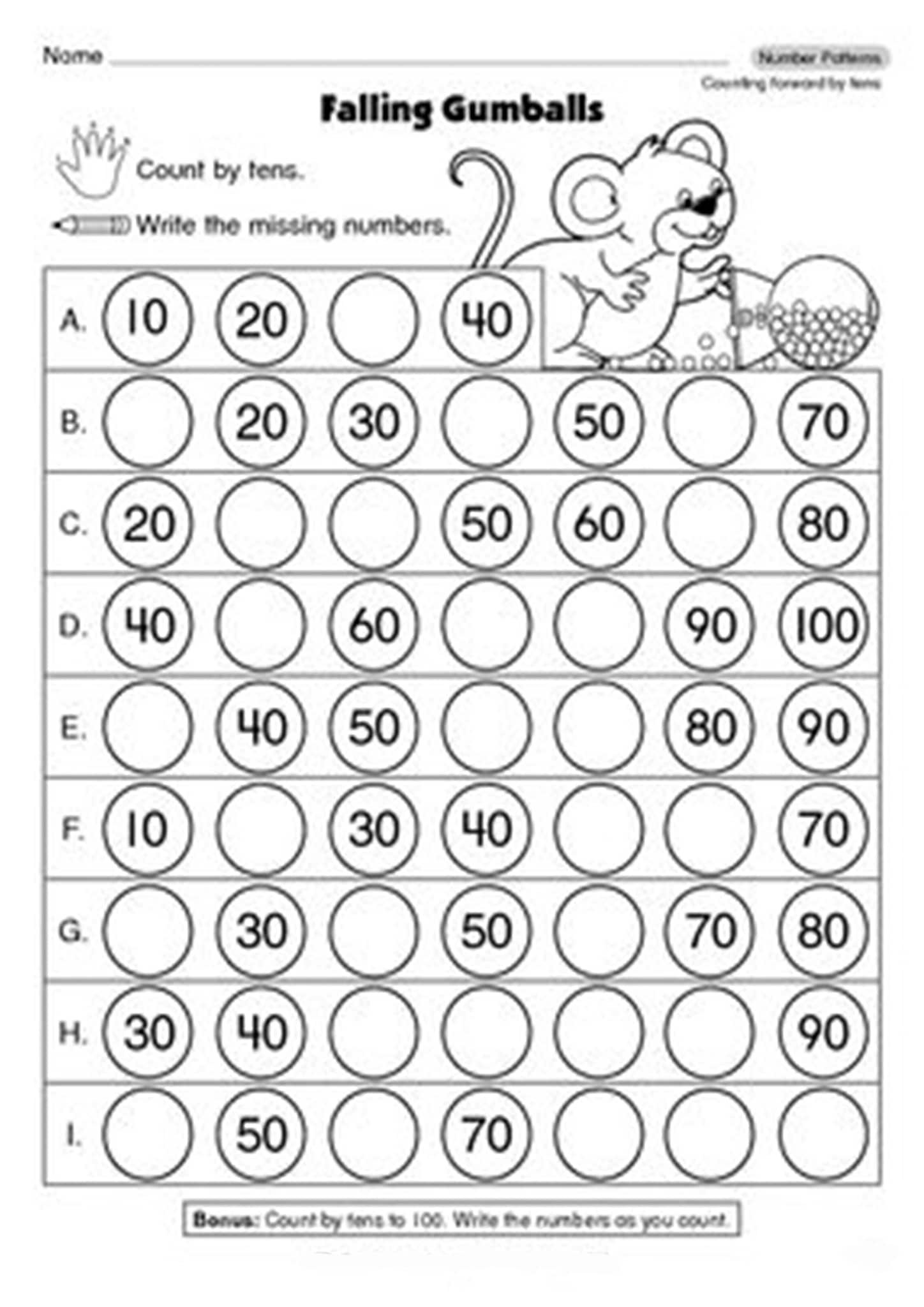 Missing Number Worksheets Missing Number Worksheets