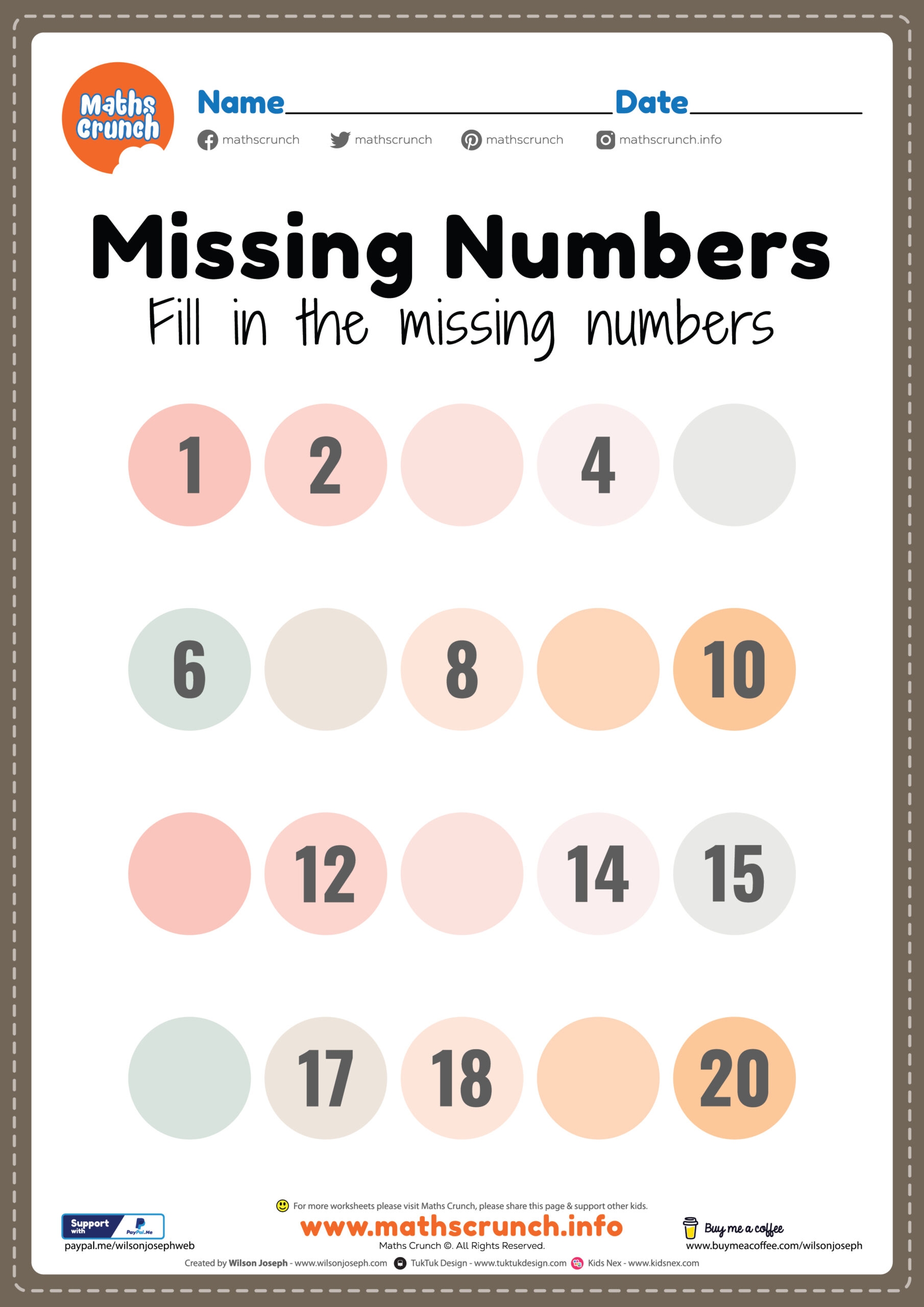 Missing Numbers Worksheet Free Printable PDF For Kids Missing Numbers Worksheet Free Printable PDF For Kids