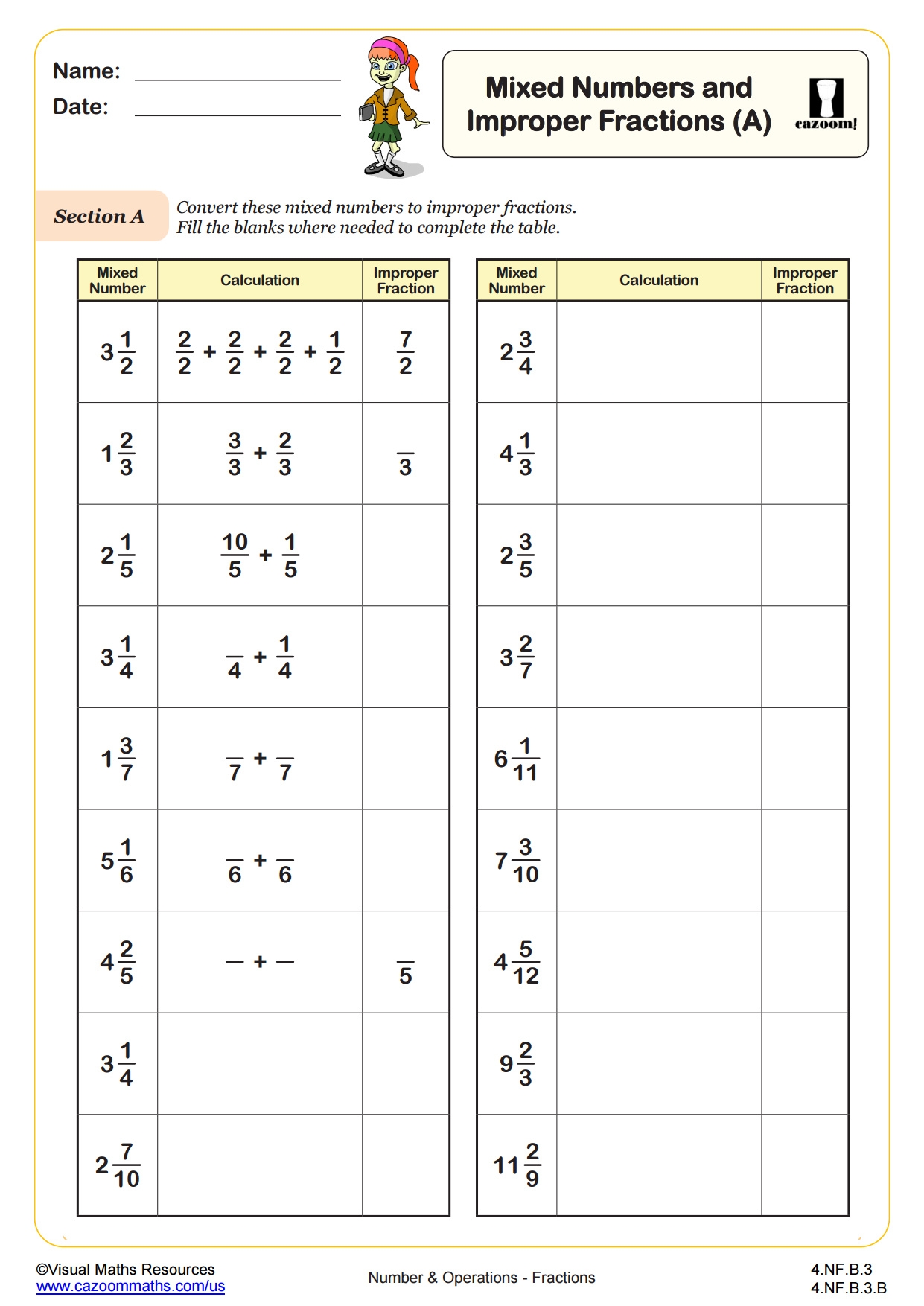 Mixed Improper Fractions A Fun And Engaging 4th Grade PDF 