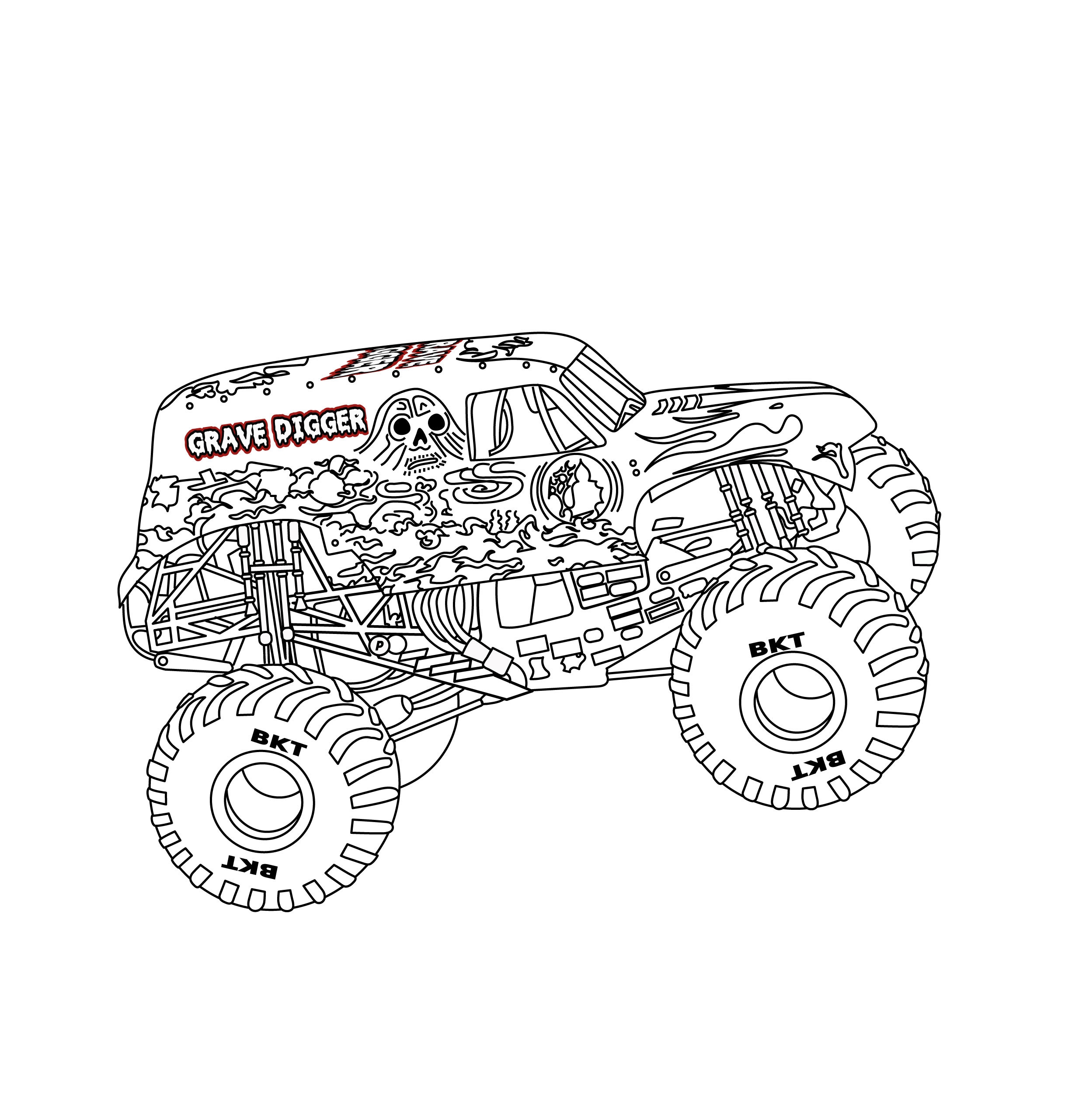 Monster Truck Grave Digger Coloring Page Color Palette