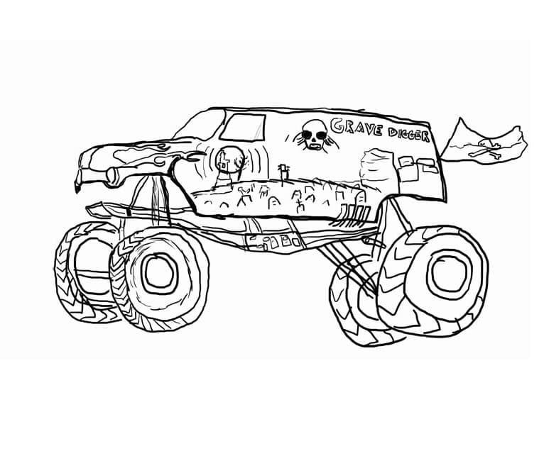 Monster Truck Grave Digger Coloring Page Free Printable Coloring 