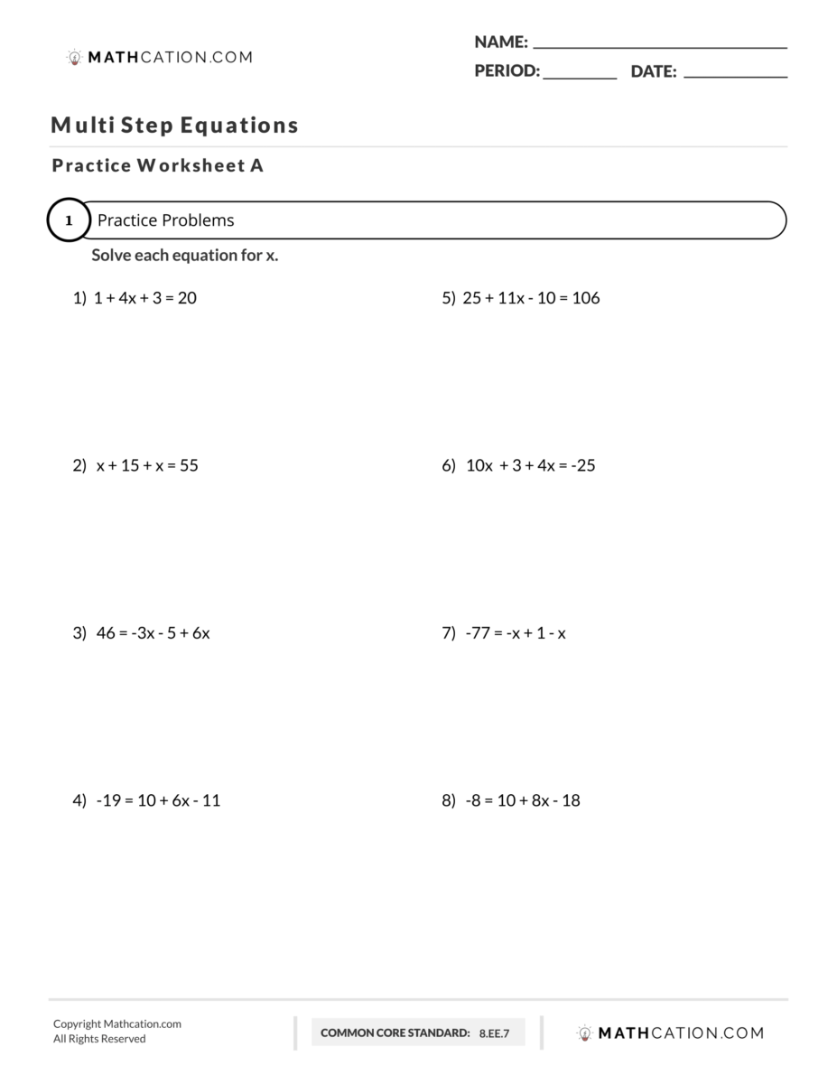 Multi Step Equation Worksheets Worksheets Library Multi Step Equation Worksheets Worksheets Library