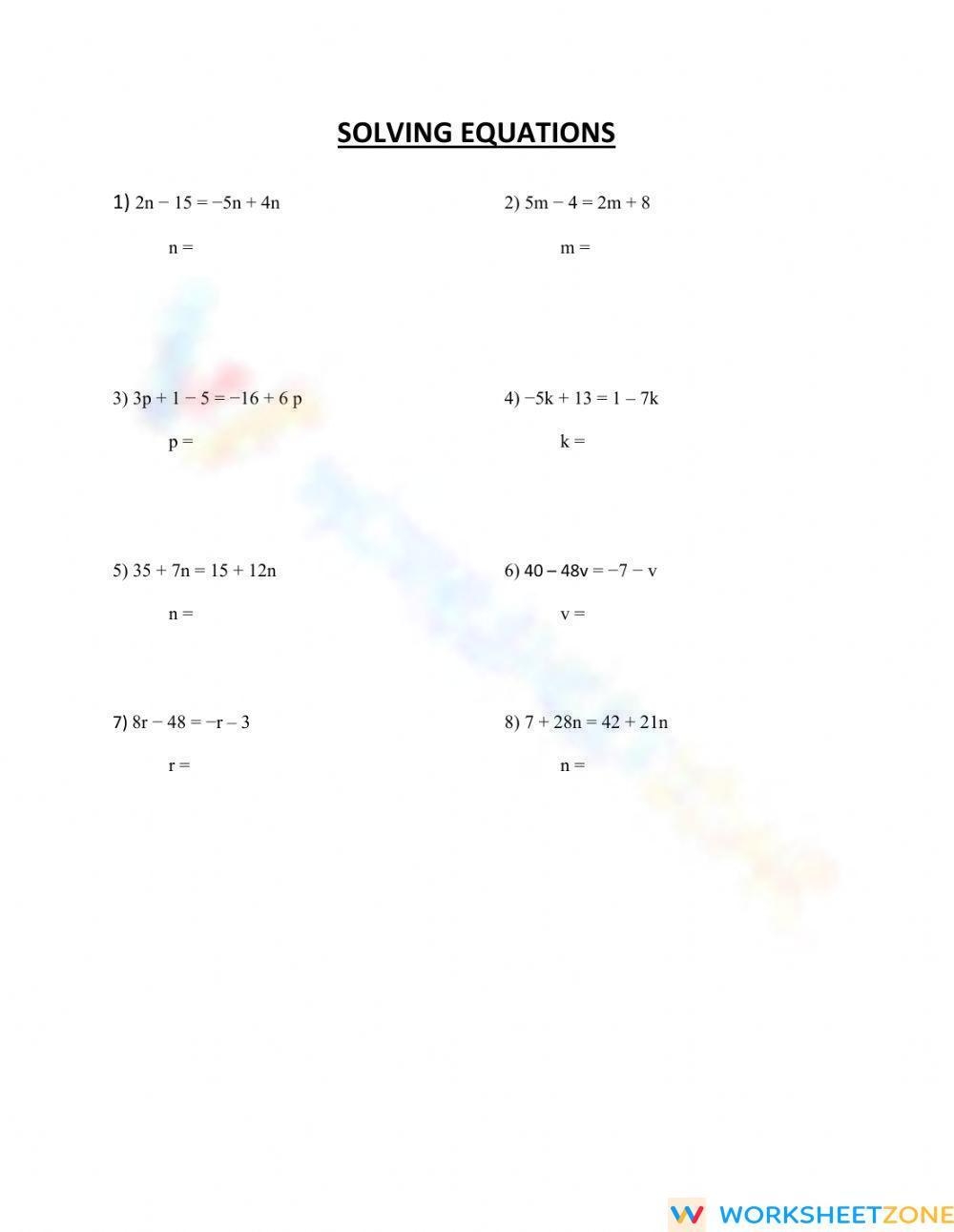 Multi step Equations Worksheet Worksheets Library
