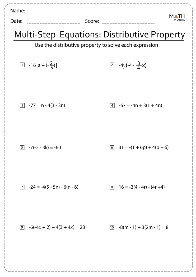 Multi Step Equations Worksheets Math Monks Multi Step Equations Worksheets Math Monks