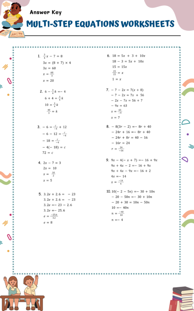 Multi step Equations Worksheets WorksheetsGO Multi step Equations Worksheets WorksheetsGO