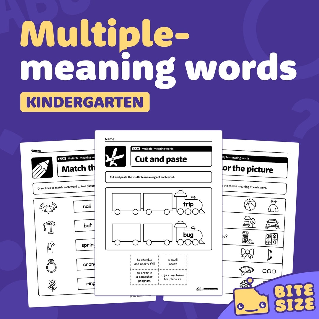 Multiple Meaning Words Worksheets Activities Kindergarten Homonyms 
