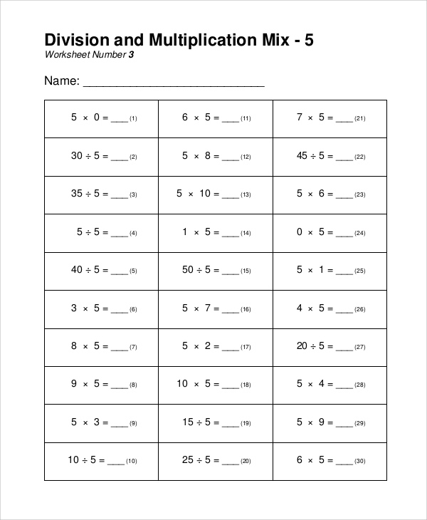 Multiplication And Division Worksheet Multiplication Worksheets Multiplication And Division Worksheet Multiplication Worksheets