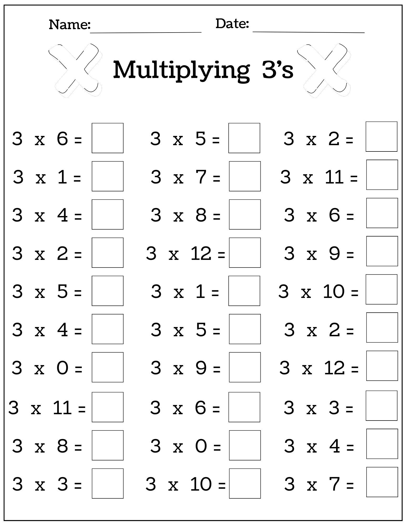 Multiplication By 3 Worksheets Engaging Practice For Kids Multiplication By 3 Worksheets Engaging Practice For Kids