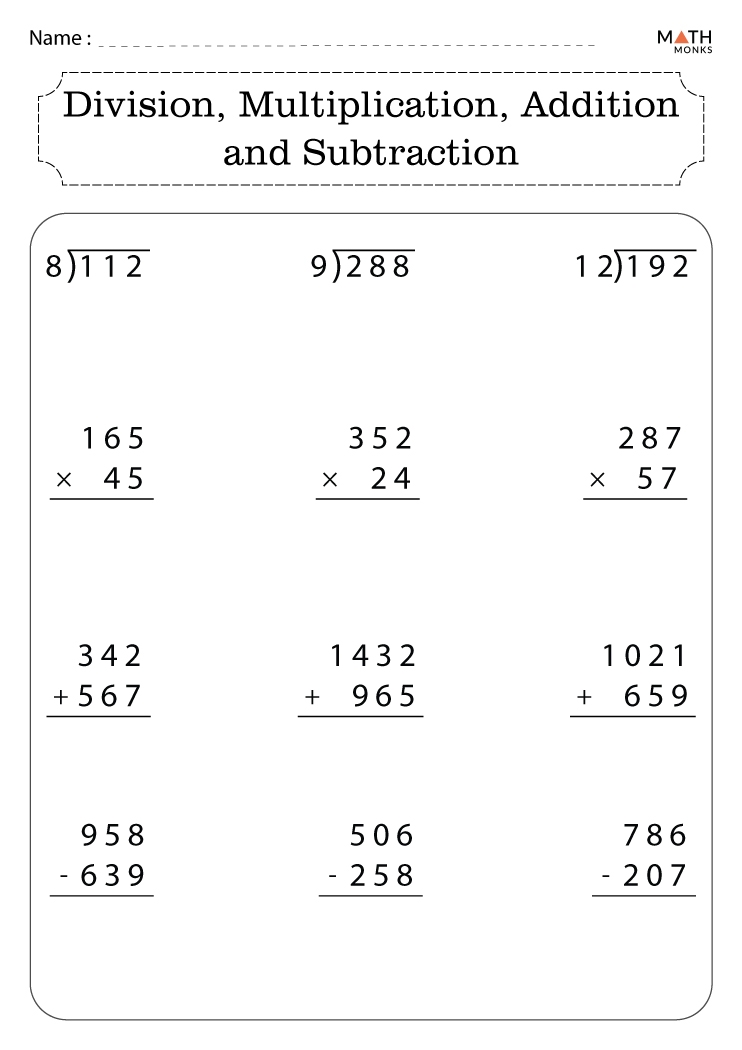 division and multiplication worksheets