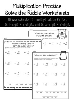 Multiplication Practice Worksheets Solve The Riddle TPT