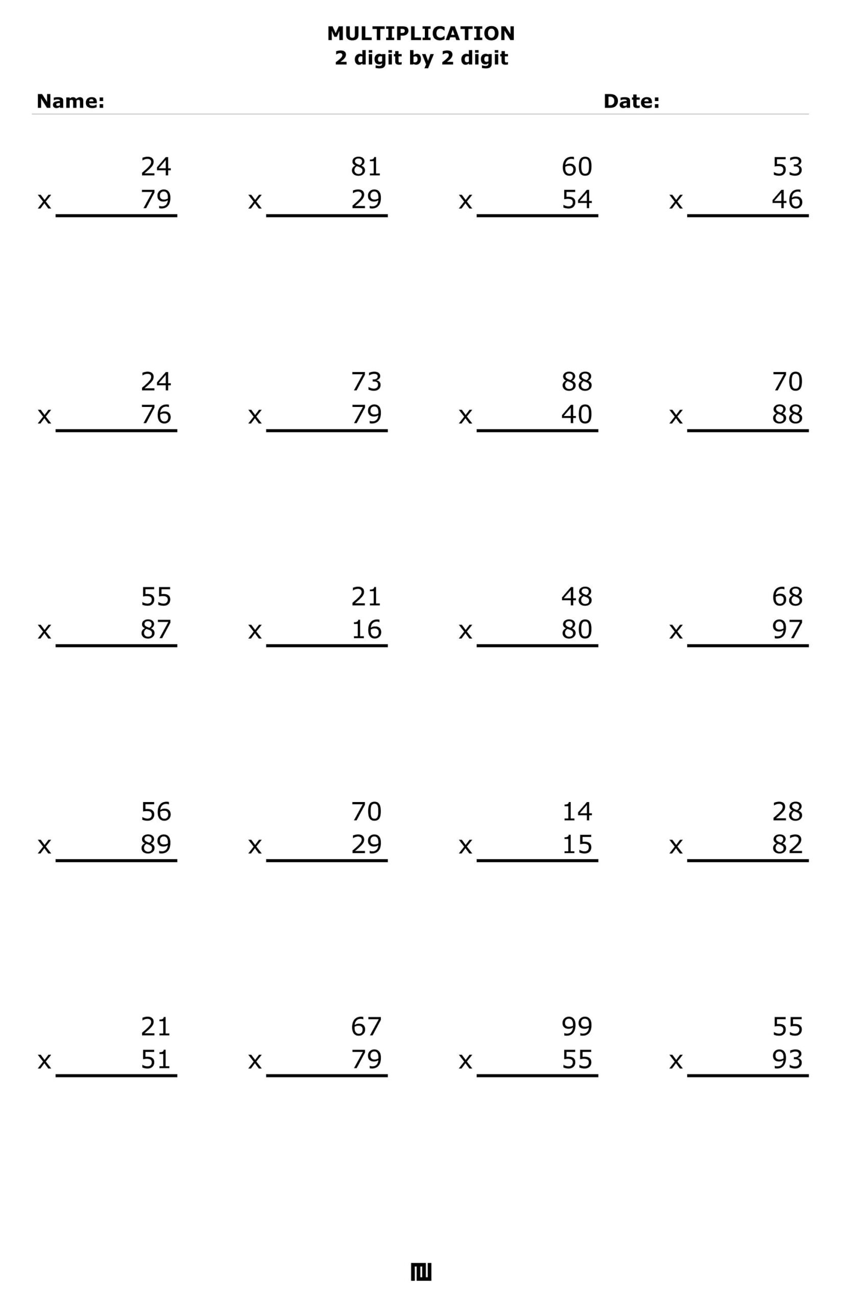 Multiplication Worksheet 2 Digit Times 2 Digit 3 Worksheets Library